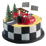 TORTA DA ESEMPIO CON CANDELA COMPLEANNO AUTO 3D 8,5CM CARS