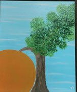 Terre, mer, ciel, soleil (acrylique sur toile, 57X47)