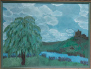 Souvenir d'autrefois, au bord de l'eau, acryl sur toile, 46X60