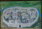 Mon village médiéval, Acryl sur toile, 15X19