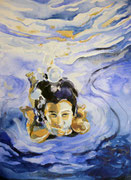 Schwimmen, Aquarell, 50 x 40 cm