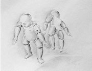 Puppe 1, Stift, 50 x 40 cm