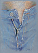 Jeans 1, Stift, Kreide, 30 x 20 cm