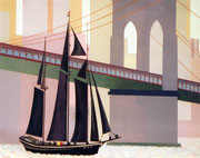 Segelschiff unter der Hudsonbridge in New York, 50x40