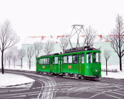 Bild Nr. 29: Einsatzkurs der Linie 6 in der Allschwilerstrasse im Jahre 1966, 100x80 - auch als Ansichtskarte erhältlich unter  «www.tramoldtimer-basel.ch»