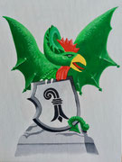 Basilisk farbig, 18x24 cm, 2020