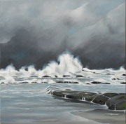 Sturm an der Küste in der Normandie, 70x70 (2015) 