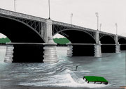 Bild Nr.21: Havarie des «TS Padella» 20.Oktober 1960 an der Johanniterbrücke in Basel, 100x70