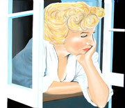Blonde Frau am Fenster, 70x60