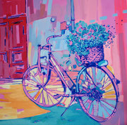 "LA BICI ROSA" - 70 cm x 70 cm / FOR SALE/Acrylique sur toile/560€
