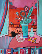 "VUE PAR LA FENÊTRE" -  80 cm x 100 cm /FOR SALE/750€
