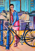 "EN VÉLO" - 50 cm x 70 cm /FOR SALE/560€