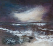 vor dem Gewitter, mixed media mit Resin auf Holz 60x70 cm, 380 Euro