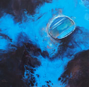Kleinod, Achat, Resin und Farbe auf Holzplatte 40x40 cm 140 Euro 