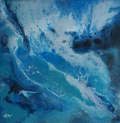 alles fließt, Acryl und Resin auf Keilr. 50x50 cm Schattenfuge, 260 Euro