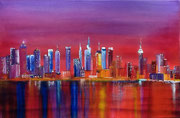 Skyline - Acryl und Öl auf Leinwand im Schattenfugenrahmen - 120,-
