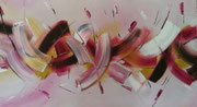 Purpel meets Banana - Acryl auf Faserplatte im Schattenfugenrahmen - 120,-