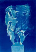 Andreas Jonak, 2024, "hole", cyanotype on paper, 35 cm x 50 cm