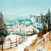 Salzburg im Winter, Acryl auf Leinwand, 80x80