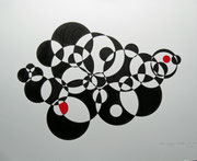 aus der Serie "Spielerei mit Kreis, Drei- und Viereck" - 2025 - Tusche auf Papier - 40x50 cm