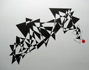 aus der Serie "Spielerei mit Kreis, Drei- und Viereck" - 2025 - Tusche auf Papier - 40x50 cm