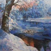 Sunset On A Winter Day, Öl_Lwd.80x80cm