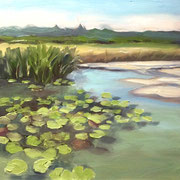 Northern Pond Lilies 6x6 oil on gessobord - unframed - $300 CA