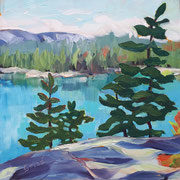 Day At George Lake (Killarney PP) 6x6 oil on gessobord - unframed - $300 CA