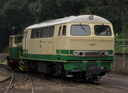 Ein kleiner Lokzug, gebildet aus den beiden Schmalspurdieselloks D5 und D2, fuhr im Juli 2011 durch das Bahnhofsgelände von Brohl-Lützing.