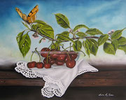 Le ciliegie e la Farfalla - Olio su tela - 40x50 - 2012