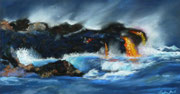 "Lava kiss the Pacific" Pastell, 14,5x27cm,black UART 500, Sennelier, (C) D.Saul 2017