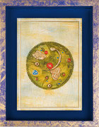 El Árbol de la Vida 9  Pigmenti e lacche acriliche su tela e supporto ligneo  Bassorilievi in paste di argilla polimerica Smalto oro sintetico  Dimensioni: 31 X 40 X 0,4 cm. Anno: 2012