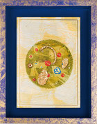 El Árbol de la Vida 6  Pigmenti e lacche acriliche su tela e supporto ligneo  Bassorilievi in paste di argilla polimerica Smalto oro sintetico  Dimensioni: 31 X 40 X 0,4 cm. Anno: 2012