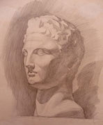 Gipskopf, Bleistift auf Papier, 40x50