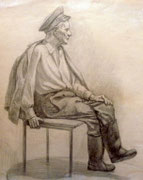 Alter Mann, Bleistift auf Papier, 40x50