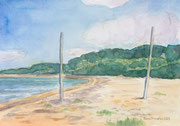  Strand auf dem Darß, Mecklenburg-Vorpommern, Aquarellbild, Aquarellmalerei, Aquarell, A4, 2023, Enno Franzius