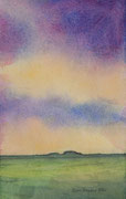 Vilolette Wolken über dem Marschland, Fassung 2, Aquarellmalerei, Aquarell, 2022, Enno Franzius