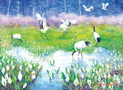 水彩画　　                           湿原の春　（心象風景）
