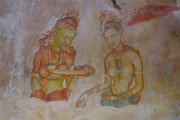 Frescoes in the cave - series of buxom wasp waisted women popularly believed to represent the Apsaras