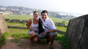 stopping for a picture with Galle Cricket Club in the background