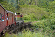train journey from Kandy to Nuwara Eliya passing through the hillside country, including many tea plantations