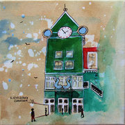 "Station Zaandam" 2017, acryl en inkt op canvas, 30x30cm VERKOCHT