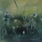 Groene ochtend, acrylverf op canvas, 20x20cm, prijs 200,00e 