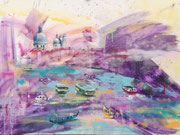 Venetie, acryl en inkt op schildersdoek, 90x120cm, prijs 1500,00e (incl. lijst)