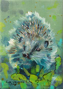 "De egel", acryl en inkt op linnen, 13x18cm, VERKOCHT