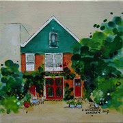 "Galerie Zaans Groen" 2017, acryl en inkt op linnen, 30x30cm VERKOCHT