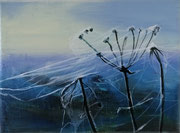 Blauwe ochtend, acrylverf op linnen, 20x30cm, prijs 250,00e 