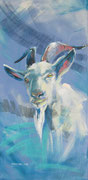 "De bok" 2018, acryl en pastel op canvasdoek, 30x80cm, prijs 450,00e (incl. lijst)