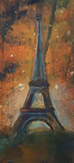 Eiffeltoren, acryl en inkt op papier, 7,4x16,7cm, prijs 60,00e  (incl. passe-partout 29,7x21cm)