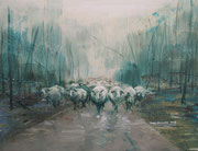 "Wandeling", 2018 acryl en inkt on canvas, 80x60cm VERKOCHT
